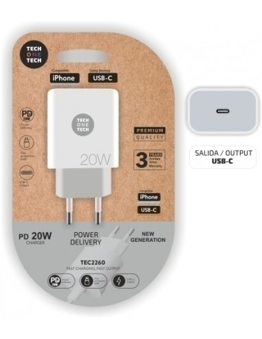 CARGADOR TECHONE PARED USB-C 3.0 20W