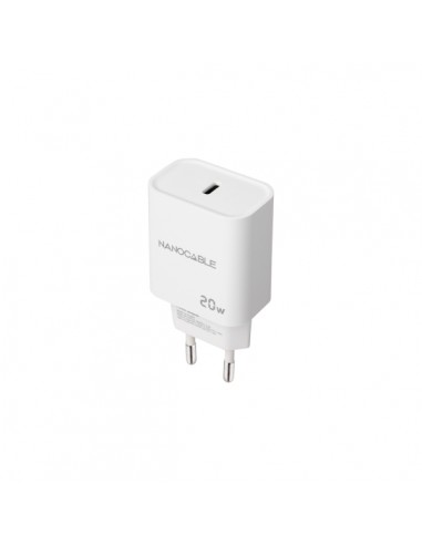 Nanocable Cargador de Pared USB-C PD 20W - Color Blanco