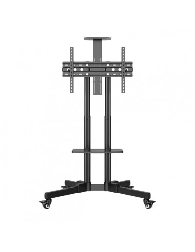 Unykach Soporte de Suelo con Ruedas para Pantallas 32"-75" - Bloqueo de Ruedas - Dos Bandejas - Peso Max 45Kg - VESA