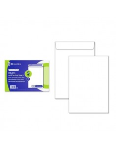 Bismark Pack de 5 Sobres de Papel 90gr - Medidas 229x324mm - Cierre Autoadhesivo - Color Blanco