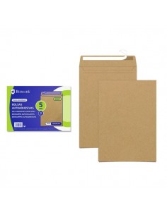 Bismark Pack de 5 Sobres de Papel Kraft 90gr - Medidas 229x324mm - Cierre Autoadhesivo - Color Marron