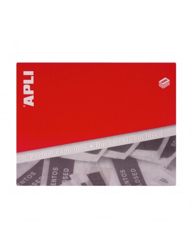 Apli Pack de 100 Sobres Porta Documentos 240 x 140 x 20 mm - Adhesivo en el Dorso - Texto en 3 Idiomas