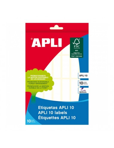 Apli Pack de 280 Etiquetas Permanentes Blancas 13x40mm - Aptas para Escritura Manual