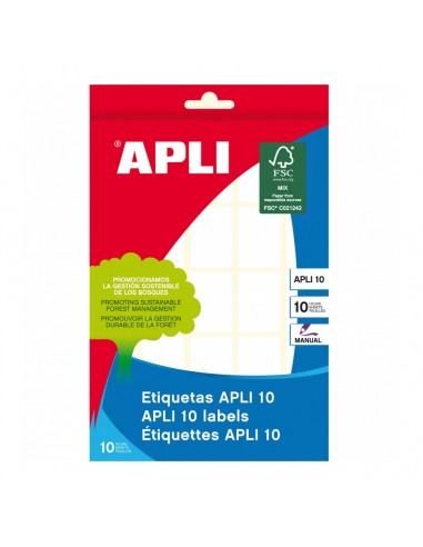 Apli Pack de 250 Etiquetas Permanentes Blancas 19x27mm - Aptas para Escritura Manual