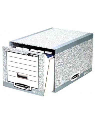Fellowes Bankers Box Cajon Archivador - Montaje Manual - Carton Reciclado Certificacion FSC - Color Gris