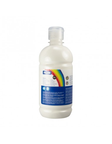 Milan Botella de Tempera - 500ml - Tapon Dosificador - Secado Rapido - Mezclable - Color Blanco