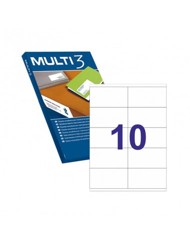 Multi3 Pack de 1.000 Etiquetas Blancas Cantos Rectos Tamaño 105.0X57.0mm con Adhesivo Permanente para Multiples Usos