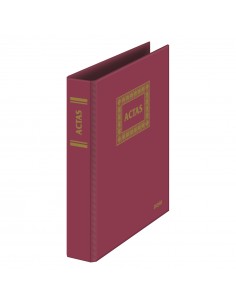 Dohe Archivador Libro de Actas - Con 4 Anillas Mixtas de 25mm - 100 Hojas Numeradas - PVC en Color Burdeos