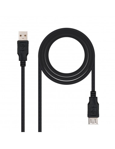 Nanocable Cable Prolongador USB-A 2.0 Macho a USB-A Hembra 1m