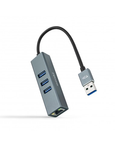 Nanocable Adaptador de Red USB 3.0 a Ethernet Gigabit 10 100 1000 Mbps-3 Puertos USB 3.0