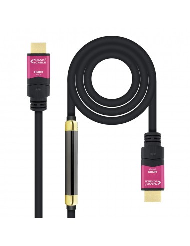 Nanocable Cable HDMI v2.0 Macho con Repetidor a HDMI v2.0 Macho 25m - 4K@60Hz 18Gbps - Alta Velocidad - Color Negro Rosa