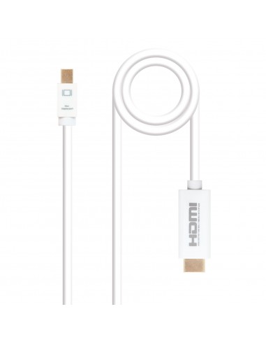 Nanocable Cable Conversor Mini DP Macho a HDMI v1.4 Macho 2m - Color Blanco