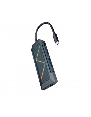 Nanocable 9 en 1 Hub USB-C 3.0 con 3x USB-A 3.0-1x USB-C PD-1x HDMI-1x RJ45-1x Audio 3.5mm-1x Lector SD-1x Lector TF -