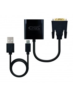 Nanocable Conversor DVI 24 1 M a VGA HDB15 H - 10 cm - Color Negro