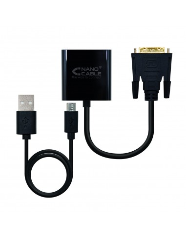 Nanocable Conversor DVI 24 1 M a VGA HDB15 H - 10 cm - Color Negro