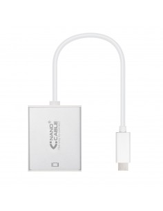 Nanocable Conversor USB-C a VGA. USB-C M - VGA H - Aluminio - 10 cm - Color Gris