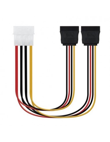 Nanocable Cable SATA Alimentacion 5.25" Molex 4pin Macho a 2x SATA Hembra 0.30m