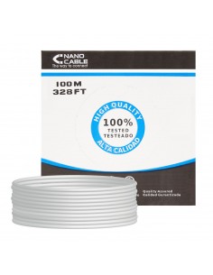 Nanocable Bobina de Cable de Red Rigido RJ45 Cat.6 UTP AWG24 100m - Color Gris