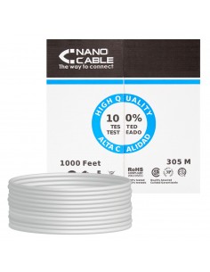 Nanocable Bobina de Cable de Red Rigido RJ45 Cat.6 FTP AWG24 305m - Color Gris