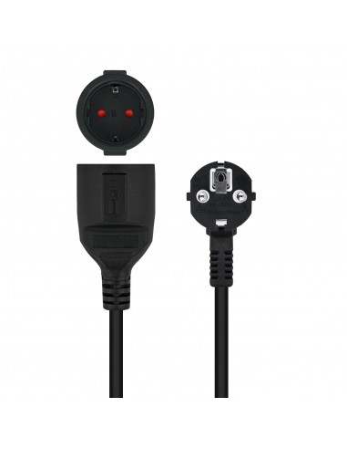 Nanocable Cable de Alimentacion Alargador CEE7 Acodado Macho a CEE7 Hembra 5m