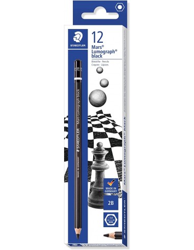 Staedtler Mars Lumograph Black Artist Pencil 100B Lapiz de Grafito - Mina 2B - Resistencia a la Rotura - Madera de Bosques