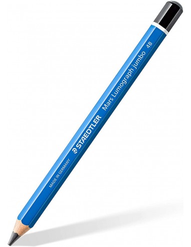 Staedtler Mars Lumograph Jumbo 100J Lapiz de Grafito - Mina 4B - Acabados Metalicos - Diametro Mina 5.3mm - Madera de Bosques
