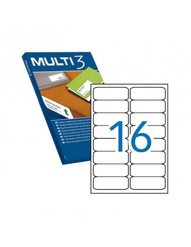 Multi3 Pack de 8.000 Etiquetas Blancas Cantos Romos Tamaño 99.1X34.0mm con Adhesivo Permanente para Multiples Usos