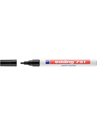 Edding 751 Rotulador Permanente - Punta Redonda - Trazo entre 1 y 2 mm. - Tinta Opaca - Secado Rapido - Color Negro