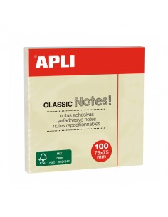 Apli Classic Bloc de 100 Notas Adhesivas 75 x 75 mm - Color Amarillo