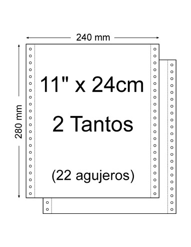 Papel Continuo 11" x 240mm - Juego de 2 Tantos - Envase de 1.500 Unidades - Color Blanco