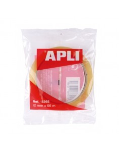 Apli Cinta Adhesiva Transparente 12 mm x 66 mm - Fuerte Adhesion - Adhesivo sin Ruido