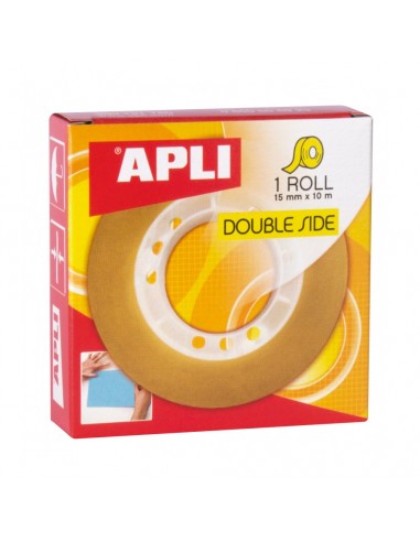 Apli Cinta Adhesiva de Doble Cara 15 mm x 10 m - Transparente