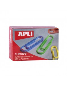 Apli Pack de 100 Clips n 2 32 mm - Colores Surtidos