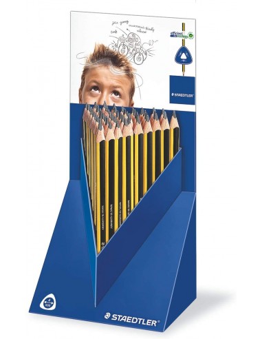 Staedtler Jumbo Noris 119 Expositor con 48 Lapices de Grafito Triangulares - Mina HB - Resistencia a la Rotura