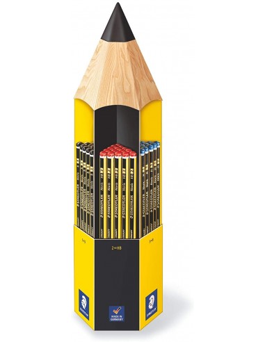 Staedtler Noris 120 Expositor de 90 Lapices de Grafito Hexagonal - Diferentes Graduaciones de Mina - Madera de Bosques