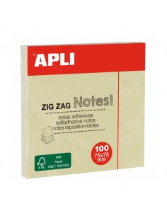 Apli Classic Bloc de 100 Notas Adhesivas Zigzag 75 x 75 mm - Color Amarillo