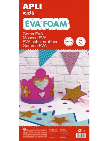 Apli Pack de 5 Goma Eva 600 x 400 mm - Grosor 2 mm - Impermeable - Moldeable al Calor - Color Blanco