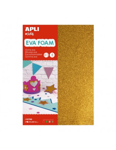 Apli Pack de 10 Goma Eva Purpurina A4 - Grosor 2 mm - Impremeable - Moldeable al Calor - Colores Surtidos