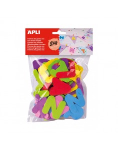Apli Formas de Letras Goma Eva - 104 Formas - Altura 50mm Aprox. - Material Suave y Seguro - Colores Surtidos