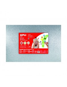 Apli Pack de 3 Goma Eva Purpurina Plata 600 x 400 mm - Grosor 2 mm - Impermeable - Moldeable al Calor - Color Plata