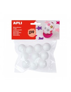 Apli Pack de 10 Bolas de Porexpan Ø 25 mm - Color Blanco