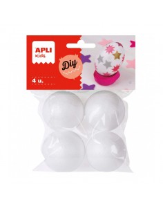 Apli Pack de 4 Bolas de Porexpan Ø 45 mm - Color Blanco