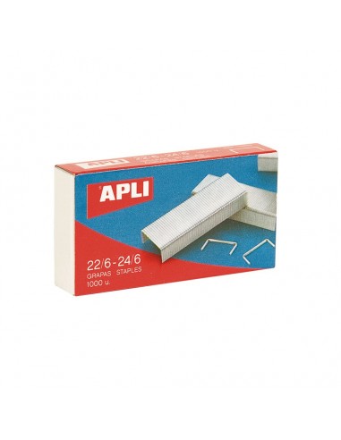Apli Grapas 22 6 - 24 6 Galvanizadas - Capacidad de Grapado Aprox 20 Hojas - Caja de 1000 Grapas
