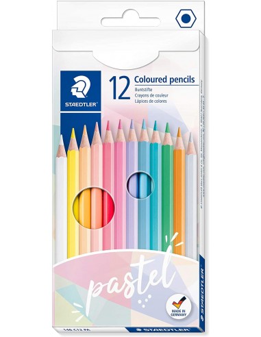 Staedtler 146C Pack de 12 Lapices de Colores Pastel Hexagonales - Mina Suave - Resistencia a la Rotura - Colores Surtidos