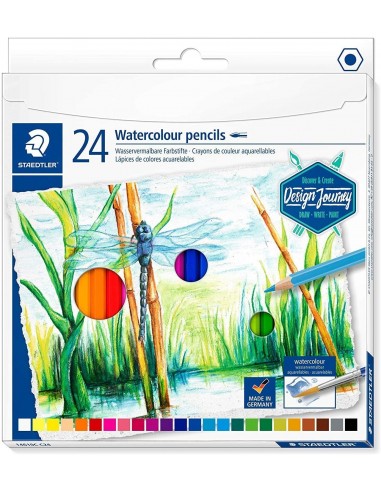 Staedtler 146 10C Pack de 24 Lapices de Colores Acuarelables - Resistentes a la Rotura - Colores Surtidos