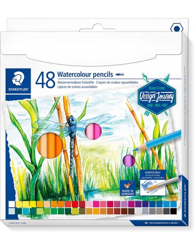 Staedtler 146 10C Pack de 48 Lapices de Colores Acuarelables - Resistentes a la Rotura - Colores Surtidos