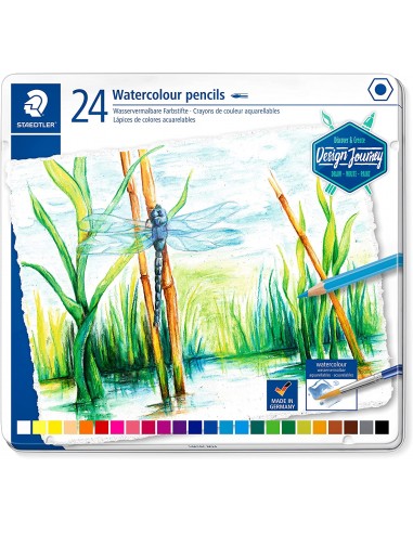 Staedtler 146 10C Pack de 24 Lapices de Colores Acuarelables - Resistentes a la Rotura - Colores Surtidos