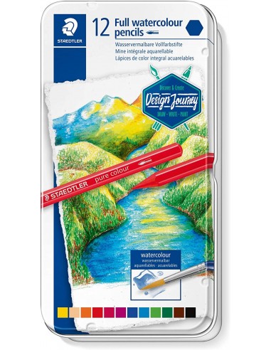Staedtler 146 10G Pack de 12 Lapices de Colores Acuarelables - Sin Madera - Colores Surtidos