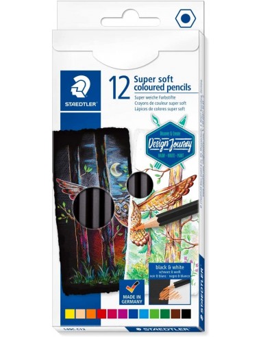 Staedtler Super Soft 149C Pack de 12 Lapices de Colores - Mina Extra Suave - Colores Surtidos