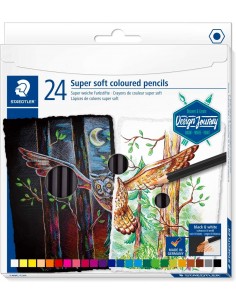 Staedtler Super Soft 149C Pack de 24 Lapices de Colores - Mina Extra Suave - Colores Surtidos